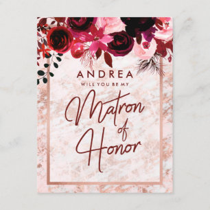 Invitation Rose Gold Marbre Seras-tu ma Matrone d'Honneur