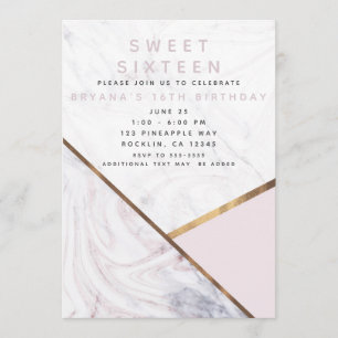 Invitation Rose Gold Marbre Tourbillon Blush Rose Bronze Swee