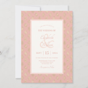 Invitation Rose Gold Mariage damassé