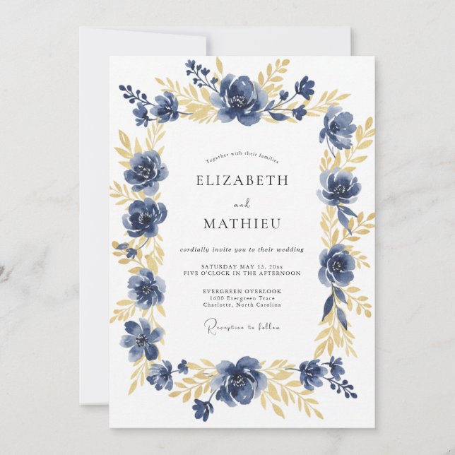 Invitation Rose Gold Mariage de minuit (Devant)