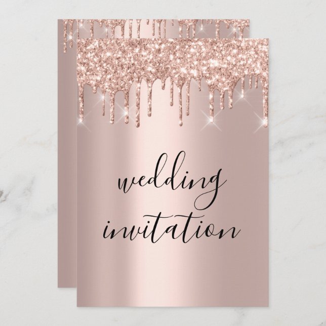 Invitation Rose Gold Mariage Parties scintillant nuptiale Élé (Devant / Derrière)