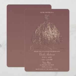 Invitation Rose Gold Mauve Botanique Robe à Feuilles Cérémoni