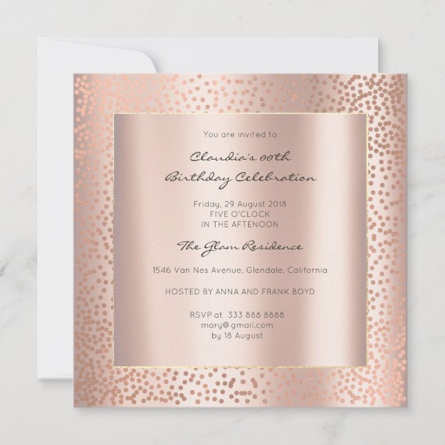 Invitation Rose Gold Minimal Points Blush Confetti Anniversai (Devant)