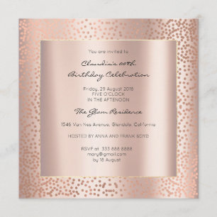 Invitation Rose Gold Minimal Points Blush Confetti Anniversai