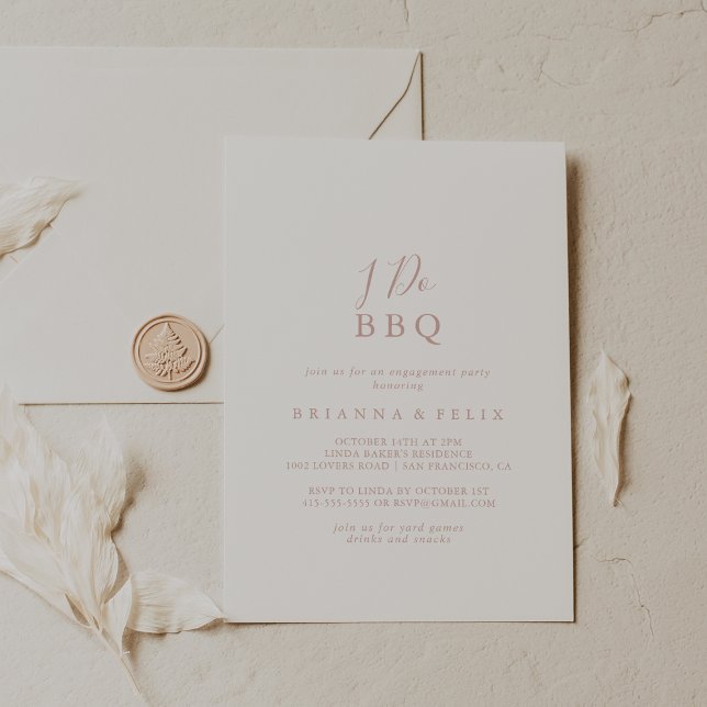 Invitation Rose Gold Minimaliste Je fais BBQ Engagement (Créateur téléchargé)