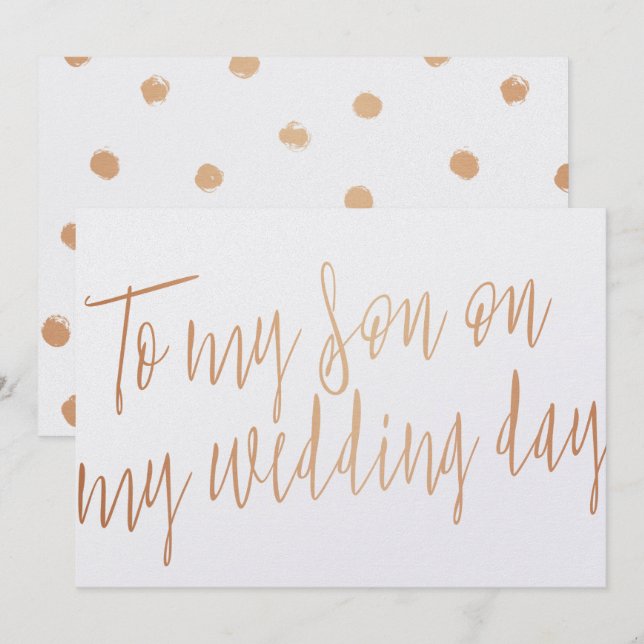 Invitation Rose Gold Moderne "À mon fils le jour de mon maria (Devant / Derrière)