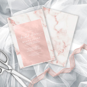 Invitation Rose Gold Moderne Mariage Pailleté Marbre ID816