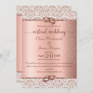 Invitation Rose Gold Monogram Parties scintillant Mariage vir