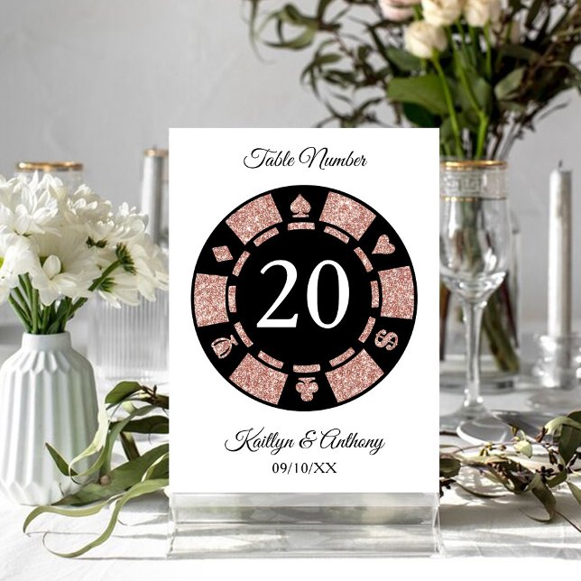 Invitation Rose Gold Monogram Poker Chip Casino Mariage (Créateur téléchargé)