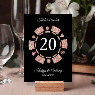 Invitation Rose Gold Monogram Poker Chip Casino Mariage