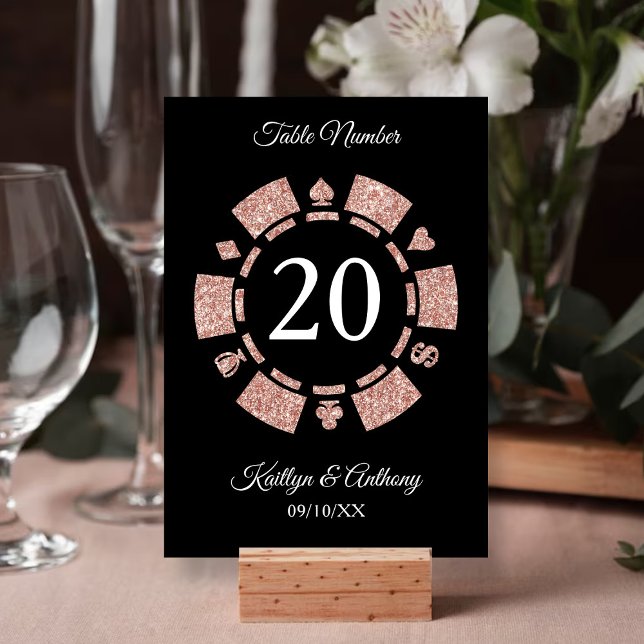 Invitation Rose Gold Monogram Poker Chip Casino Mariage (Créateur téléchargé)