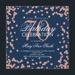 Invitation Rose Gold Navy Blue 70e anniversaire Parties scint<br><div class="desc">Elégant 70e anniversaire Rose Gold Faux Parties scintillant Confetti modèle d'invitation bleu marine. Idéal pour les fêtes du 70e anniversaire et plus !</div>