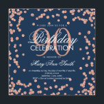 Invitation Rose Gold Navy Blue 90e anniversaire Parties scint<br><div class="desc">Elégant 90e anniversaire Rose Gold Faux Parties scintillant Confetti modèle d'invitation bleu marine. Idéal pour les fêtes du 90e anniversaire et plus !</div>