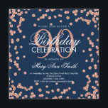 Invitation Rose Gold Navy Blue 90th Birthday Parties scintill<br><div class="desc">Elégant 90e anniversaire Rose Gold Faux Parties scintillant Confetti Marine modèle d'invitation bleue. Idéal pour les fêtes de 90 ans et plus !</div>