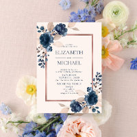 Rose Gold Navy Blue Dusty rose Floral Mariage