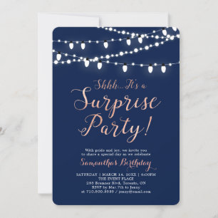 Invitation Rose Gold & Navy Fête d'anniversaire surprise mo