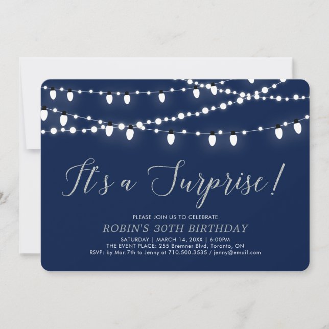 Invitation Rose Gold & Navy | Surprise pour un 30ème annivers (Devant)