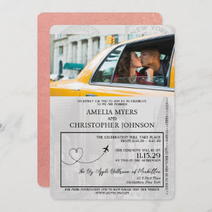Invitation Rose Gold New York City Passport Mariage