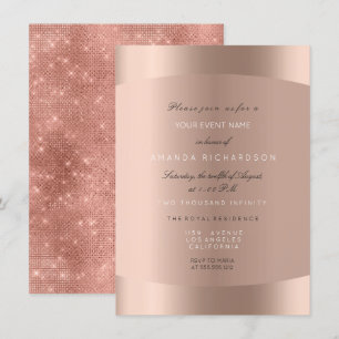 Invitation Rose Gold Noir Blanc Minimal Pailleté Étincelant
