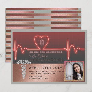 Invitation rose Gold Nurse Graduation Invitation -