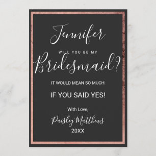 Invitation Rose Gold Outline Bordure Black Mariage Bridesmaid