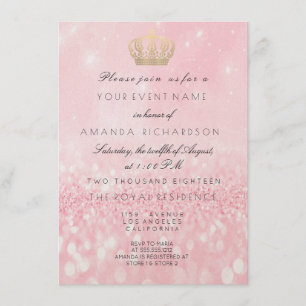 Invitation Rose Gold Pailleté Couronne Royal Pailleté 16ème M