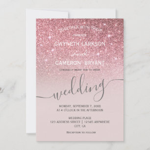 Invitation rose gold pailleté et ton gris