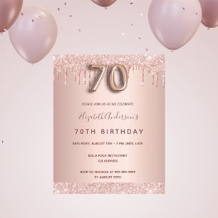 Invitation rose gold pailleté pour 70e anniversair