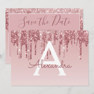 Invitation Rose Gold Pailleté Sweet 16 Enregistrez la Date