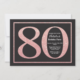 Invitation Rose Gold Pailleté Tableau Noir pour 80e Anniversa