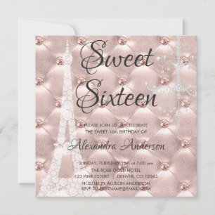 Invitation Rose Gold Paris Sweet sixteen fête d'anniversaire