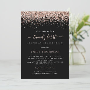 Invitation Rose Gold Parties scintillant 21e anniversaire Bla