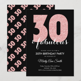 Invitation Rose Gold Parties scintillant 30 et fabuleuse fête