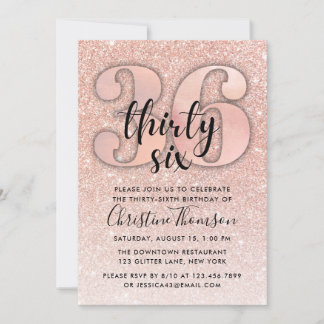 Invitation Rose Gold Parties scintillant 36e anniversaire Inv