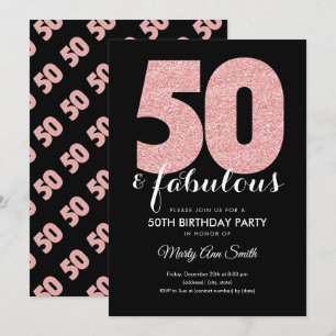 Invitation Rose Gold Parties scintillant 50 et fabuleuse fête
