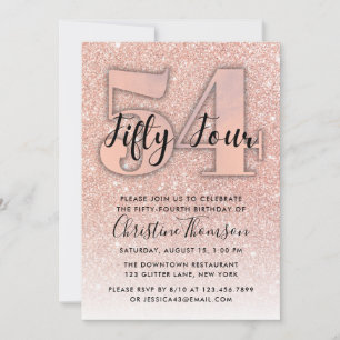 Invitation Rose Gold Parties scintillant 54e anniversaire Inv