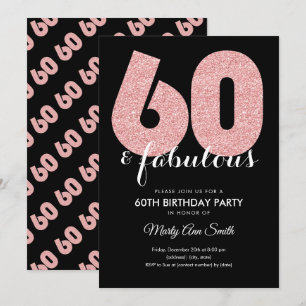 Invitation Rose Gold Parties scintillant 60 et fabuleuse fête