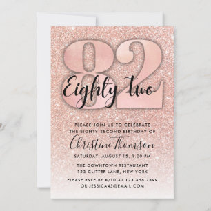 Invitation Rose Gold Parties scintillant 82ème anniversaire I