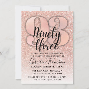 Invitation Rose Gold Parties scintillant 93ème anniversaire I