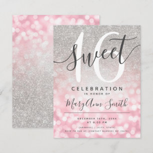 Invitation Rose Gold Parties scintillant argent Glam Lights 1