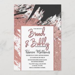 Invitation Rose Gold Parties scintillant Black Brusch Brunch