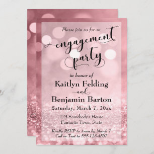 Invitation Rose Gold Parties scintillant Bokeh