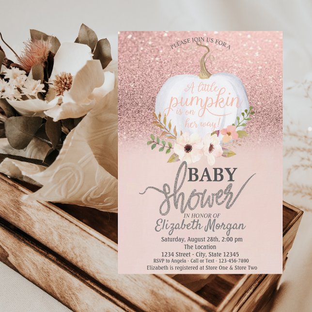 Invitation Rose Gold Parties scintillant Bokeh, Baby shower C (Créateur téléchargé)