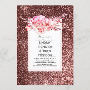 Invitation Rose Gold Parties scintillant Chic Vintage Dîner d