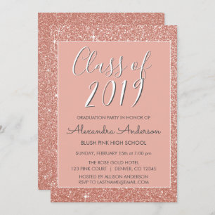 Invitation Rose Gold Parties scintillant Class of 2019 Gradua