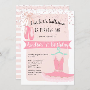 Invitation Rose Gold parties scintillant confetti ballerina 1