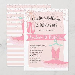 Invitation Rose Gold parties scintillant confetti ballerine 1