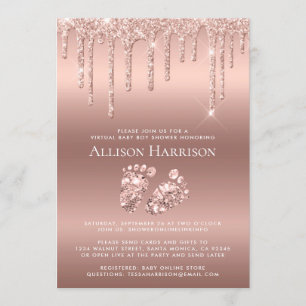 Invitation Rose Gold Parties scintillant Douche pour bébé vir