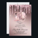 Invitation Rose Gold Parties scintillant Drips 60e anniversai<br><div class="desc">Une élégante 60 et fab 60e anniversaire surprise invitation dans un or rose brillant métallique sombre avec gouttes de parties scintillant et typographie de nom de script avec or rose et parties scintillant haute chaussures de danse talonnée, flores et une chaîne de perles intégrées dans le design et le type....</div>