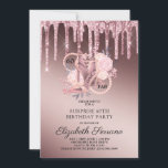 Invitation Rose Gold Parties scintillant Drips 60e anniversai<br><div class="desc">Une élégante 60 et fab 60e anniversaire surprise invitation dans un or rose brillant métallique sombre avec gouttes de parties scintillant et typographie de nom de script avec or rose et parties scintillant haute chaussures de danse talonnée, flores et une chaîne de perles intégrées dans le design et le type....</div>